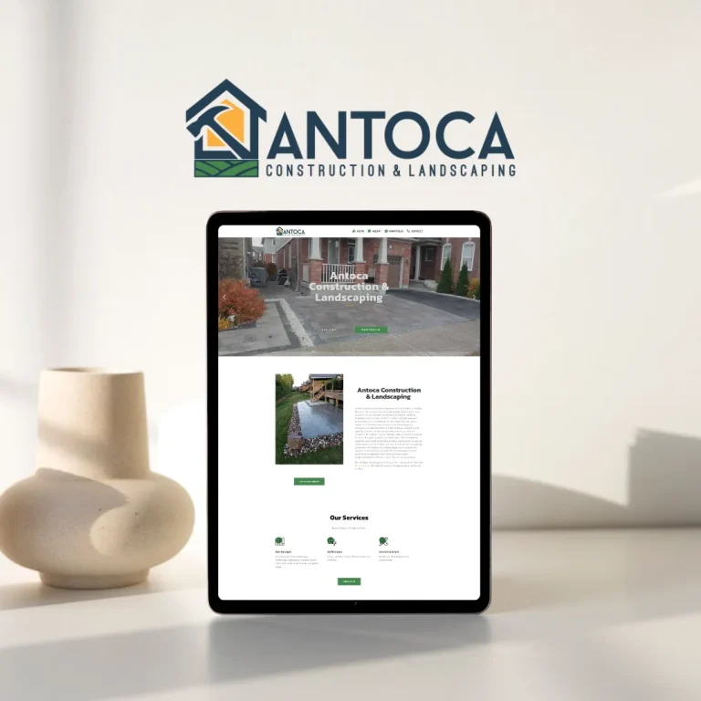 Antoca Construction website design by DJ Creative